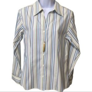 NEW Westbound NON-IRON Shirt Sz 8 V-Neck Stripes